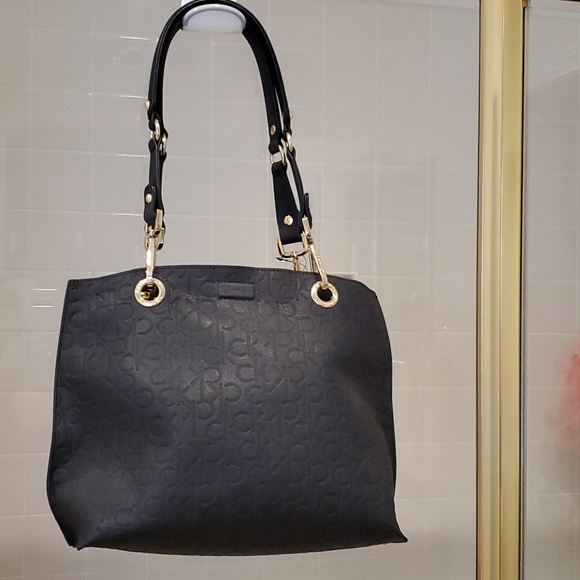 Calvin Klein Black Embossed Logo Small Tote - Picture 2 of 6